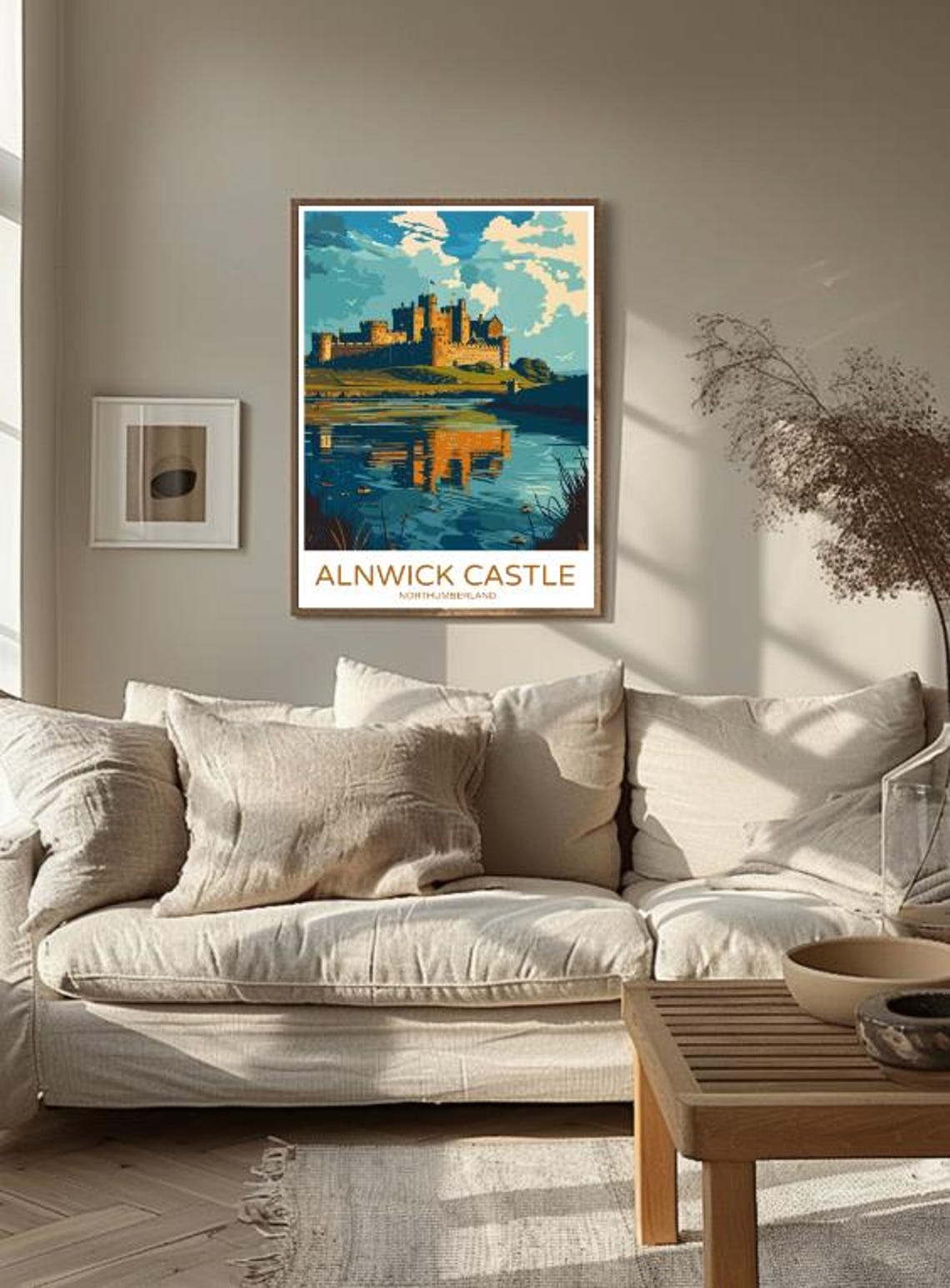 Alnwick Castle Northumberland Riverside Reflection Scene Poster - Image 3