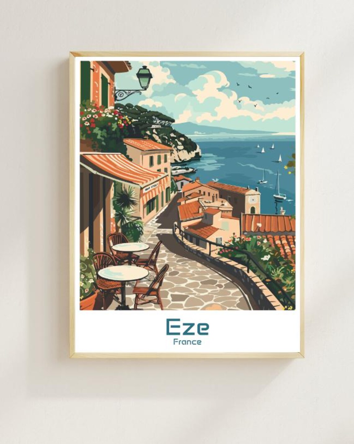Eze France Riviera Village Cafe Terrace Mediterranean Coast Poster