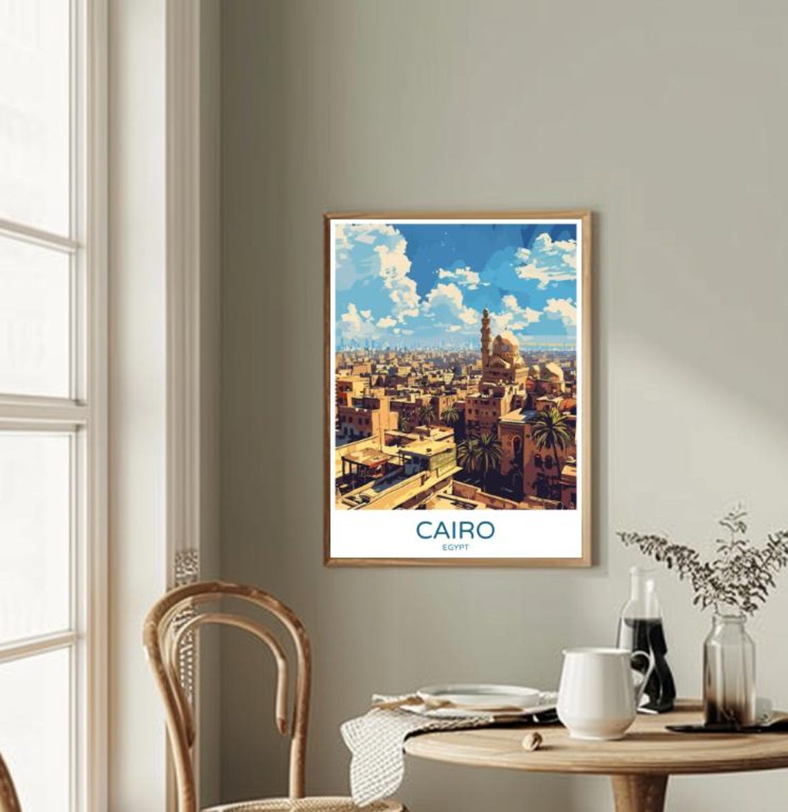 Cairo Egypt Old City Rooftops With Mosque Minaret Travel Poster - Image 2