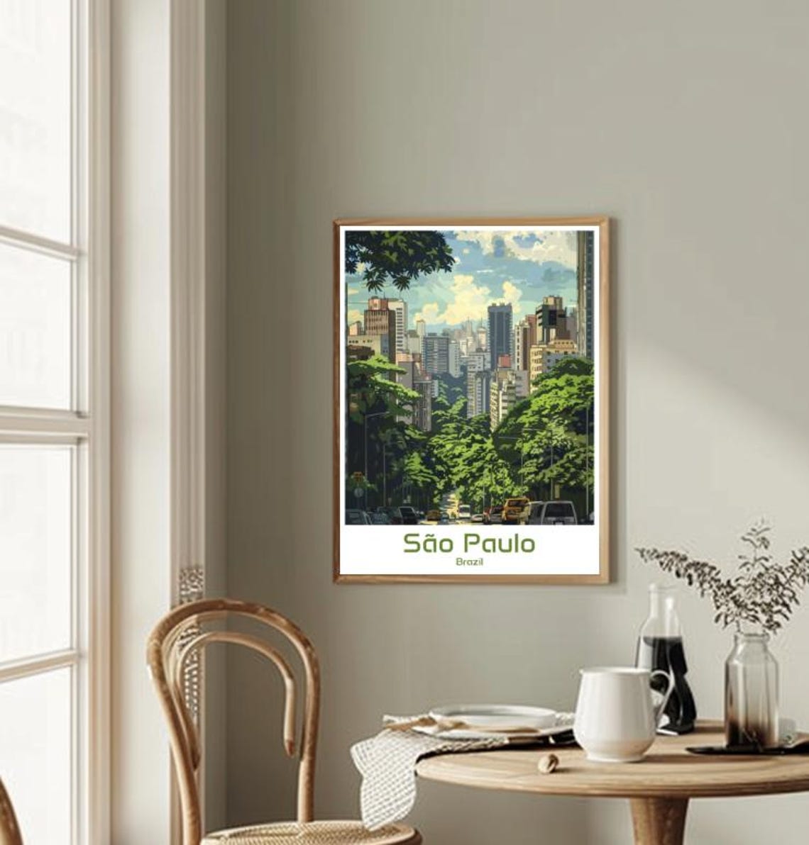 Sao Paulo Brazil Green City Avenue Downtown Skyline Travel Poster - Image 2