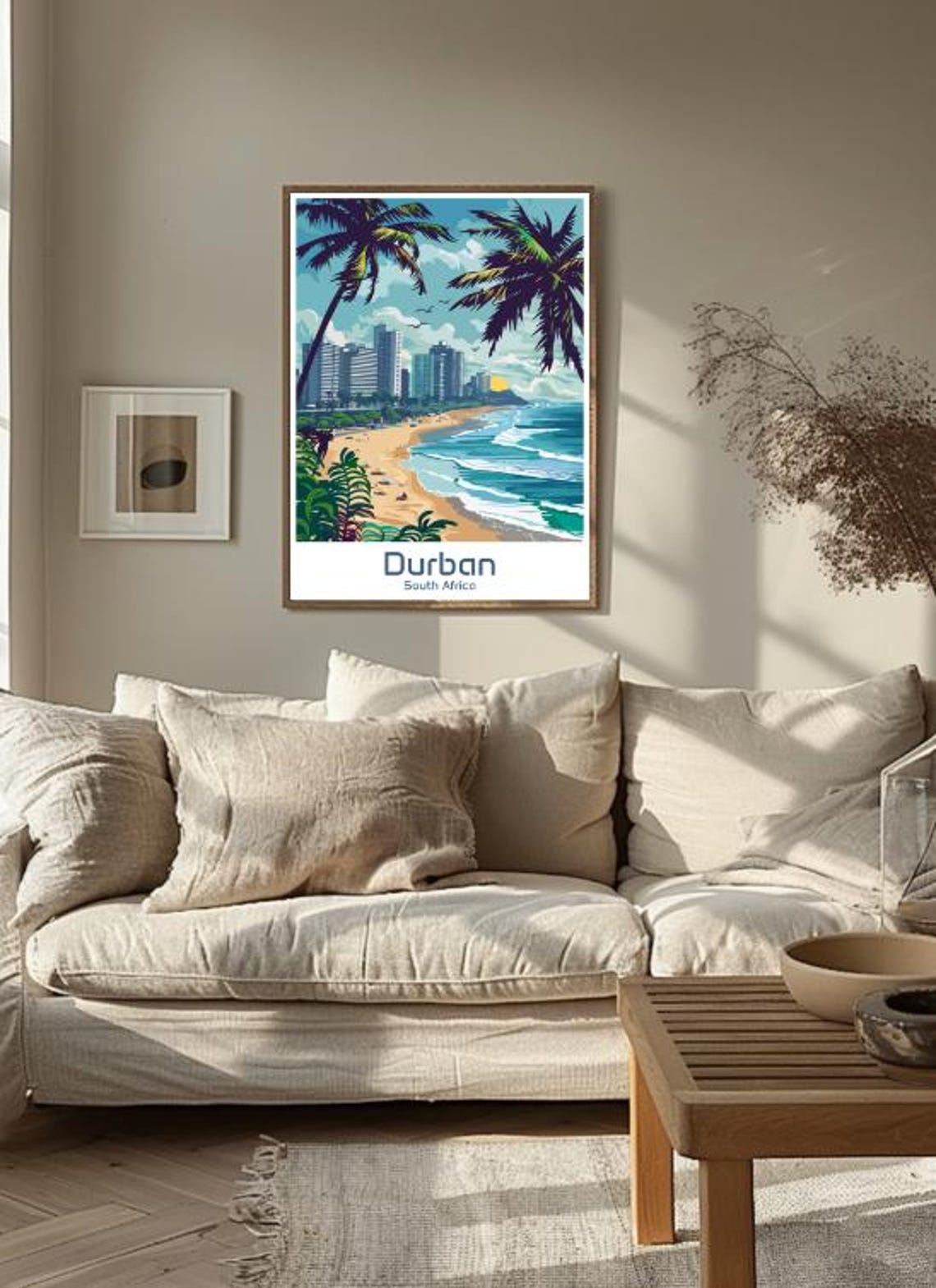 Durban South Africa Beachfront Skyline Palms Golden Sun Poster - Image 3