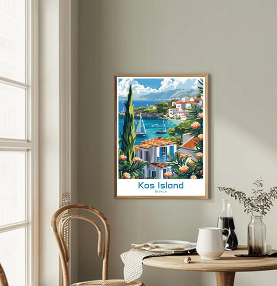 Kos Island Greece Seaside Village Sailboats Aegean Travel Poster - Image 2