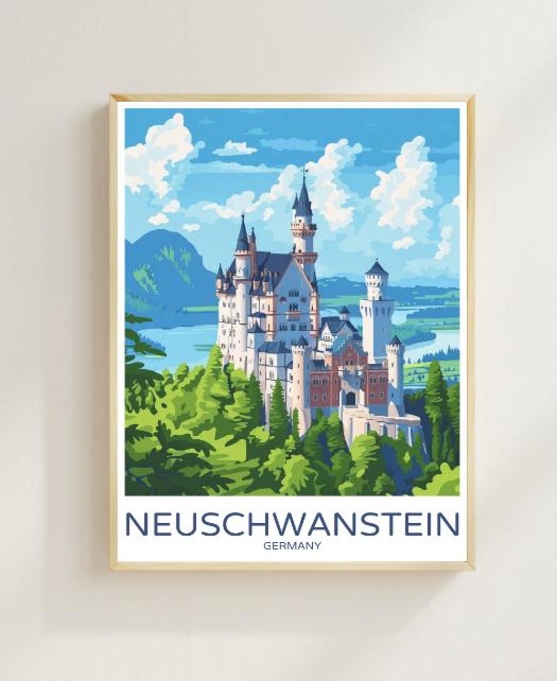 Neuschwanstein Castle Germany Bavarian Fairytale Travel Poster