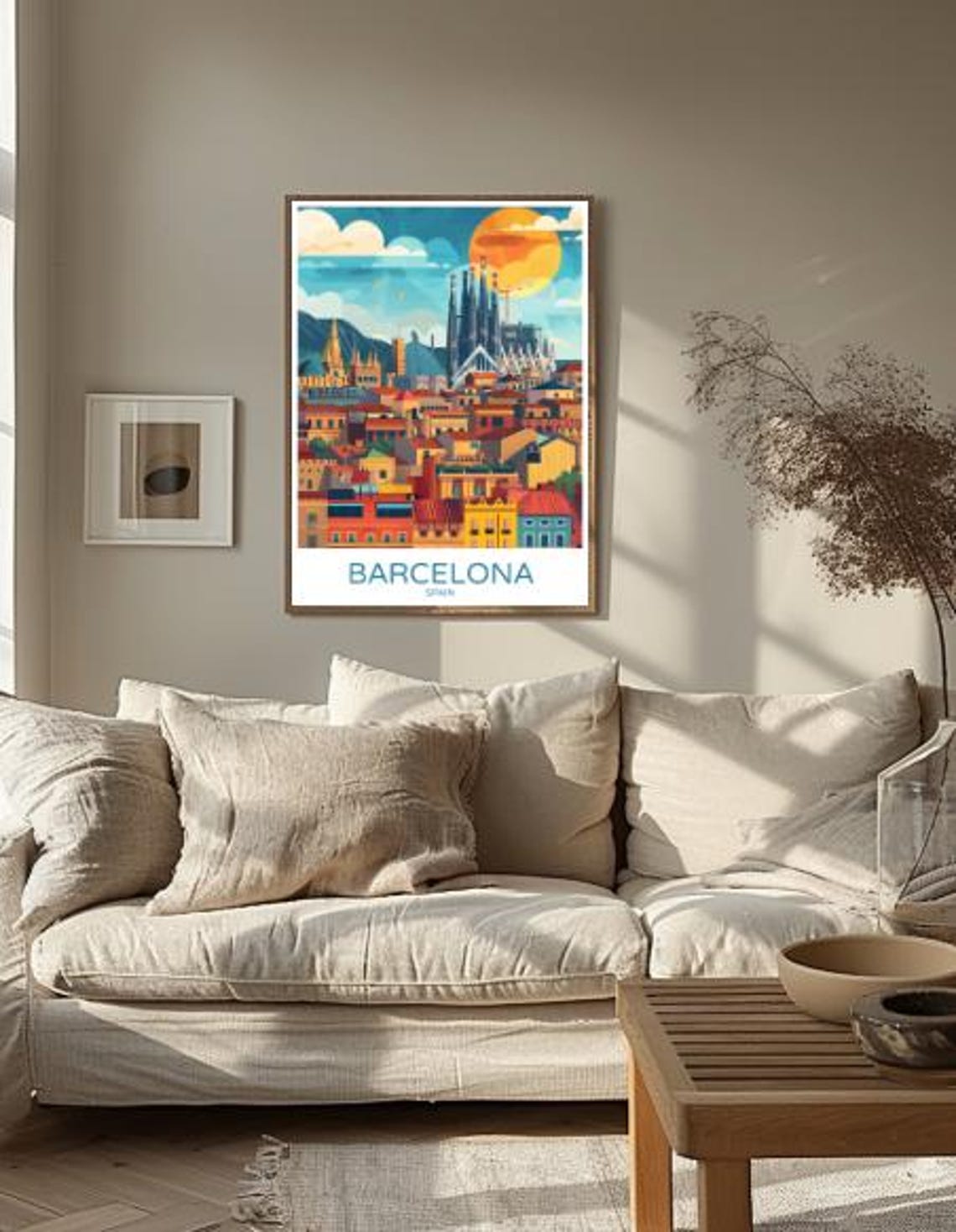 Barcelona Sagrada Familia Spires Under a Blazing Sunset Sky Poster - Image 2