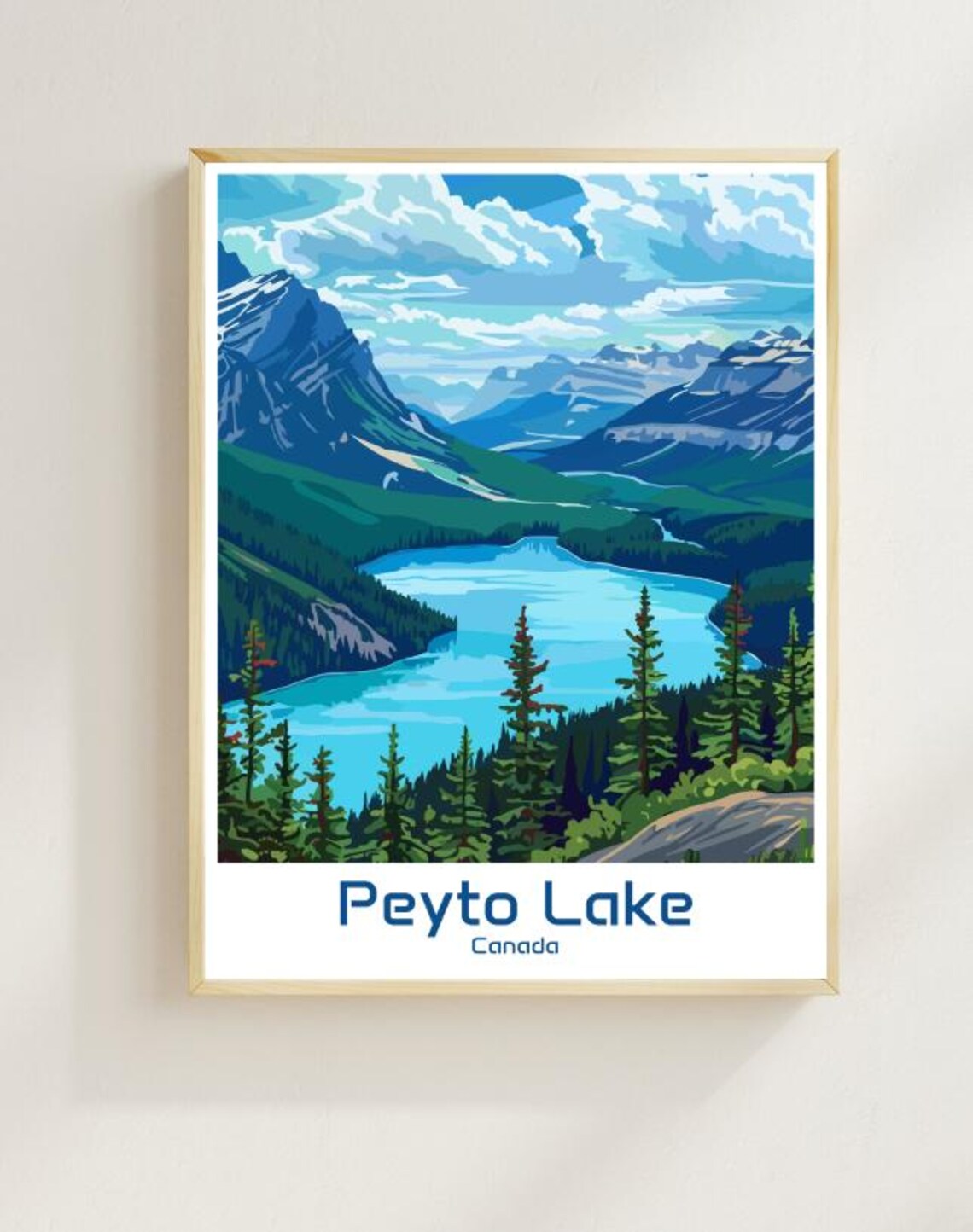 Peyto Lake Canada Turquoise Alpine Lake Banff Area Travel Poster