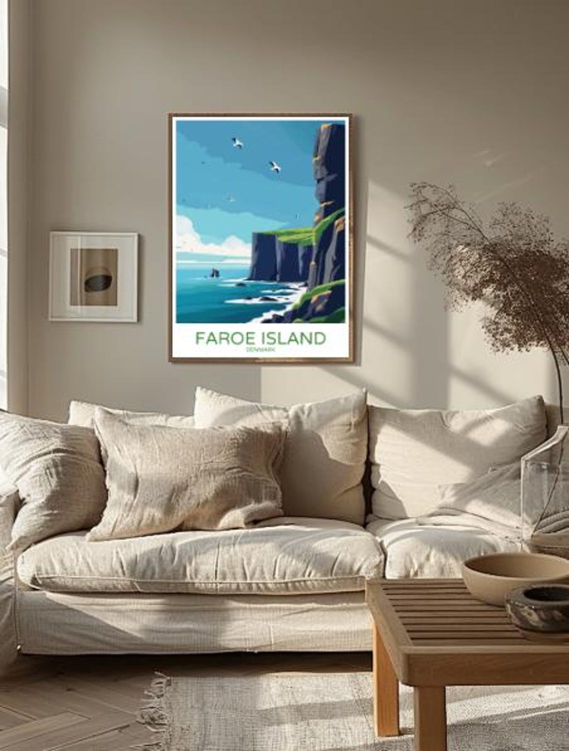Faroe Islands Denmark Dramatic Sea Cliffs Seagulls Ocean Poster - Image 2