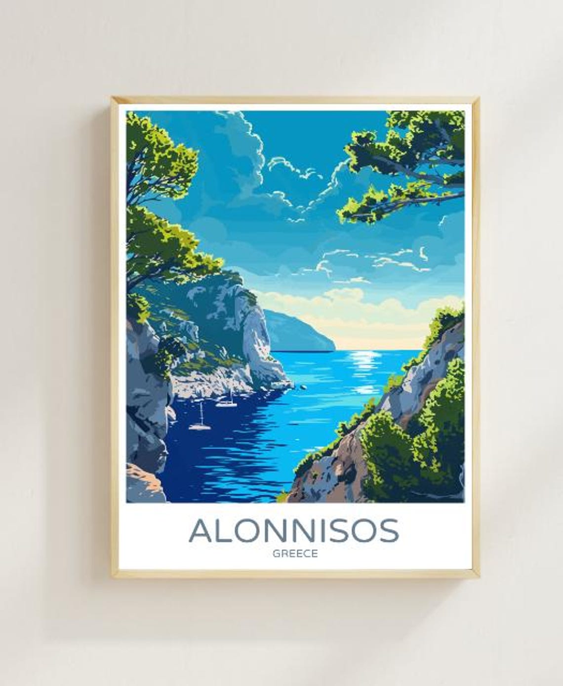 Alonnisos Greece Travel Poster Stunning Island Landscape Wall Art Greek Beach Print Coastal Decor Travel Gift Greek Island Art
