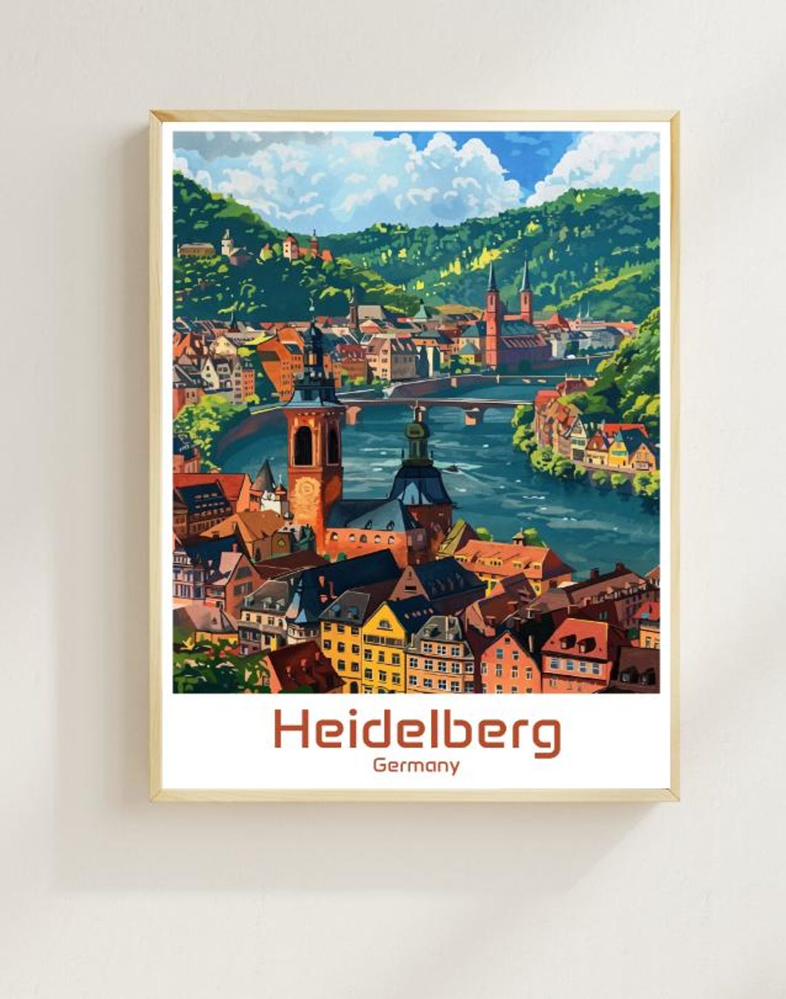 Heidelberg Germany Old Town River Castle View Cityscape Poster