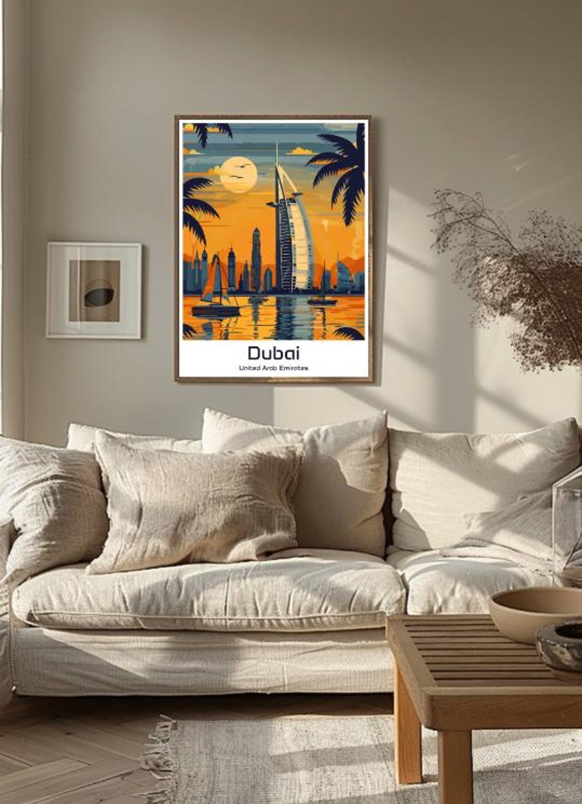 Dubai United Arab Emirates Burj Al Arab Sunset Sailboats Travel Poster - Image 3