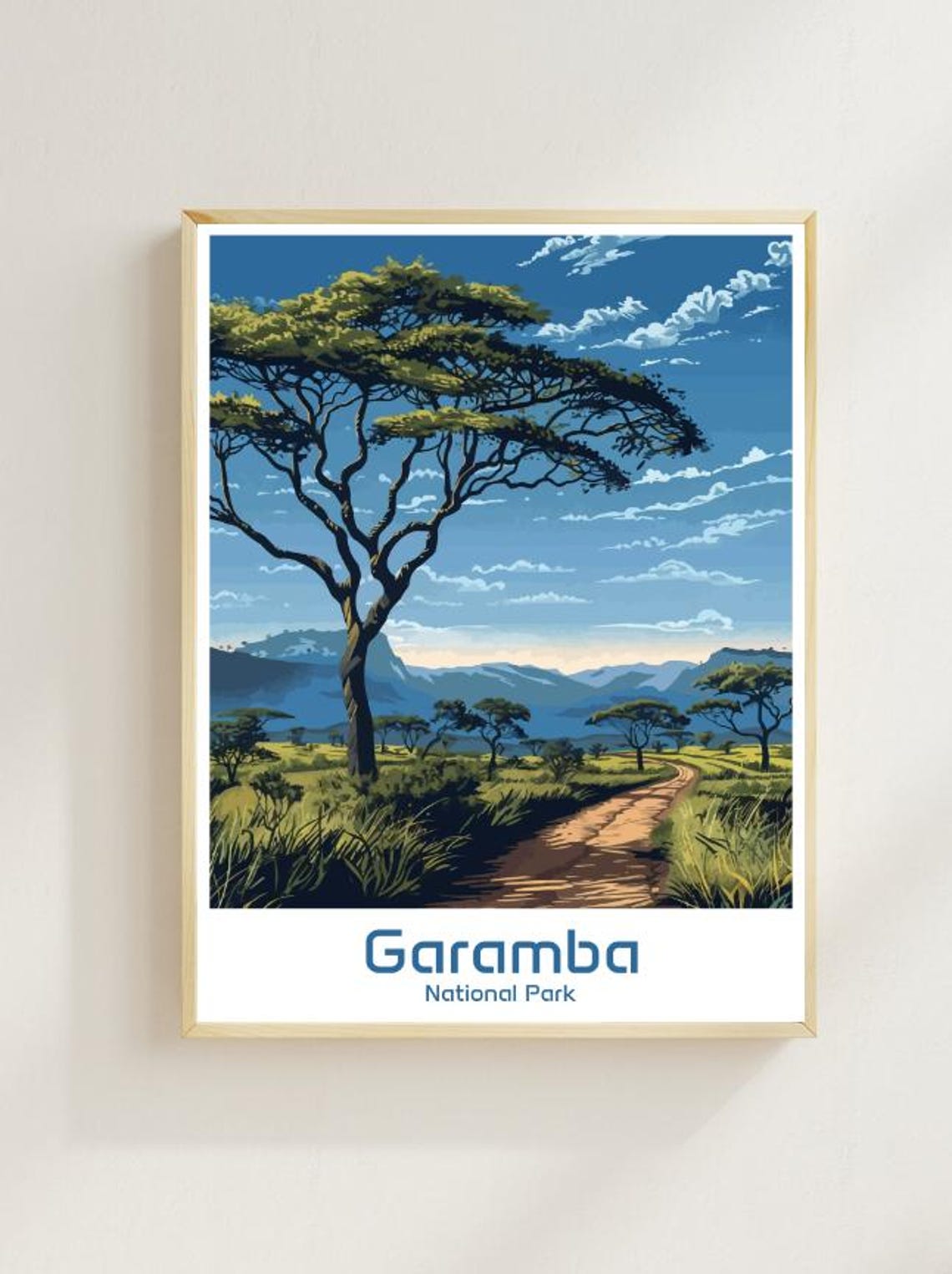 Garamba National Park Savanna Road Acacia Tree Congo Art Poster