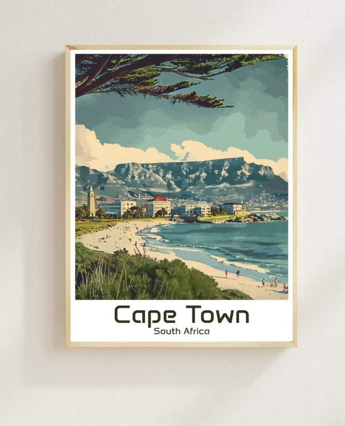 Cape Town South Africa Table Mountain Beach And City Skyline Poster