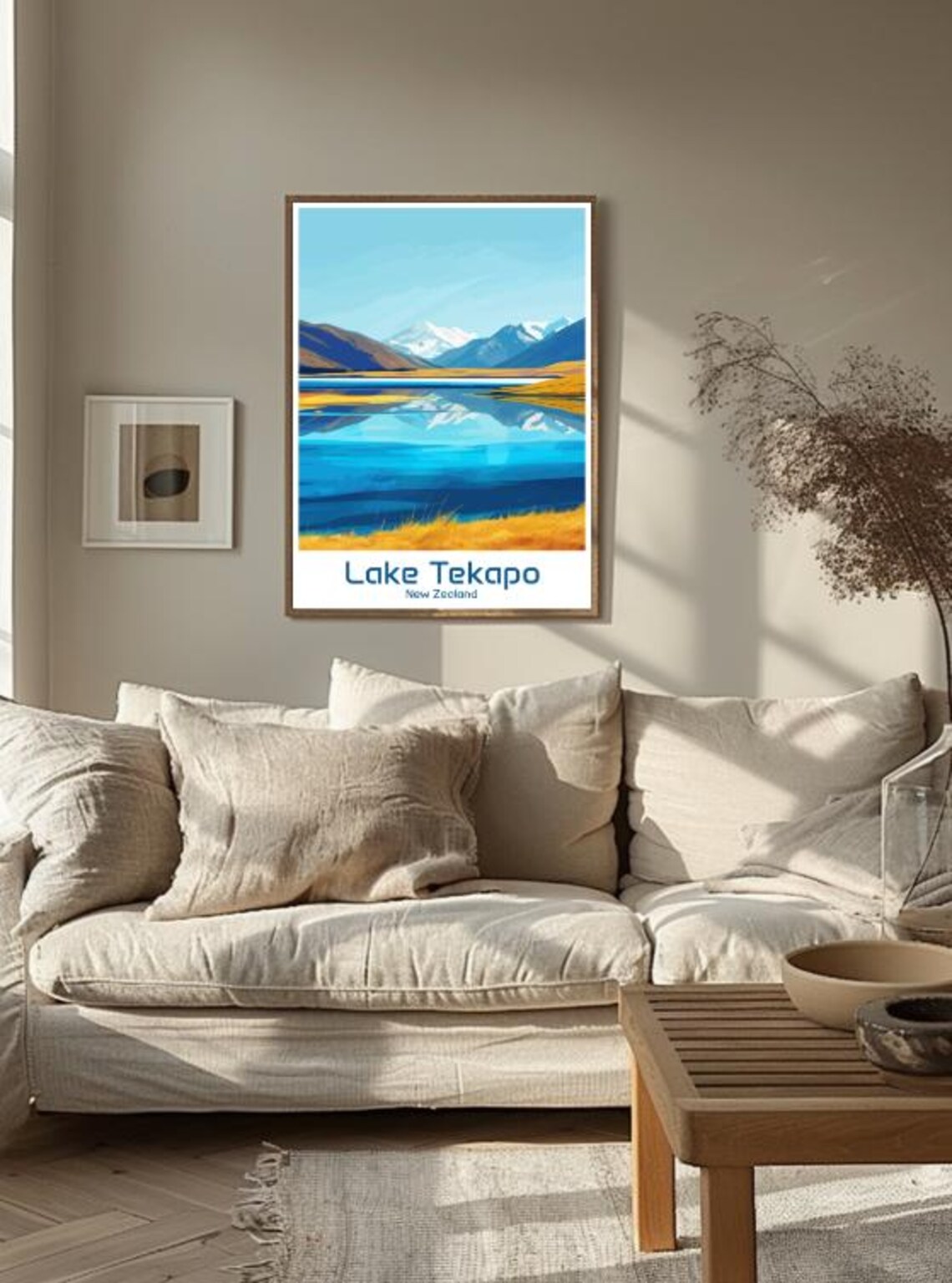 Lake Tekapo New Zealand Blue Lake Mountain Reflection Poster - Image 3
