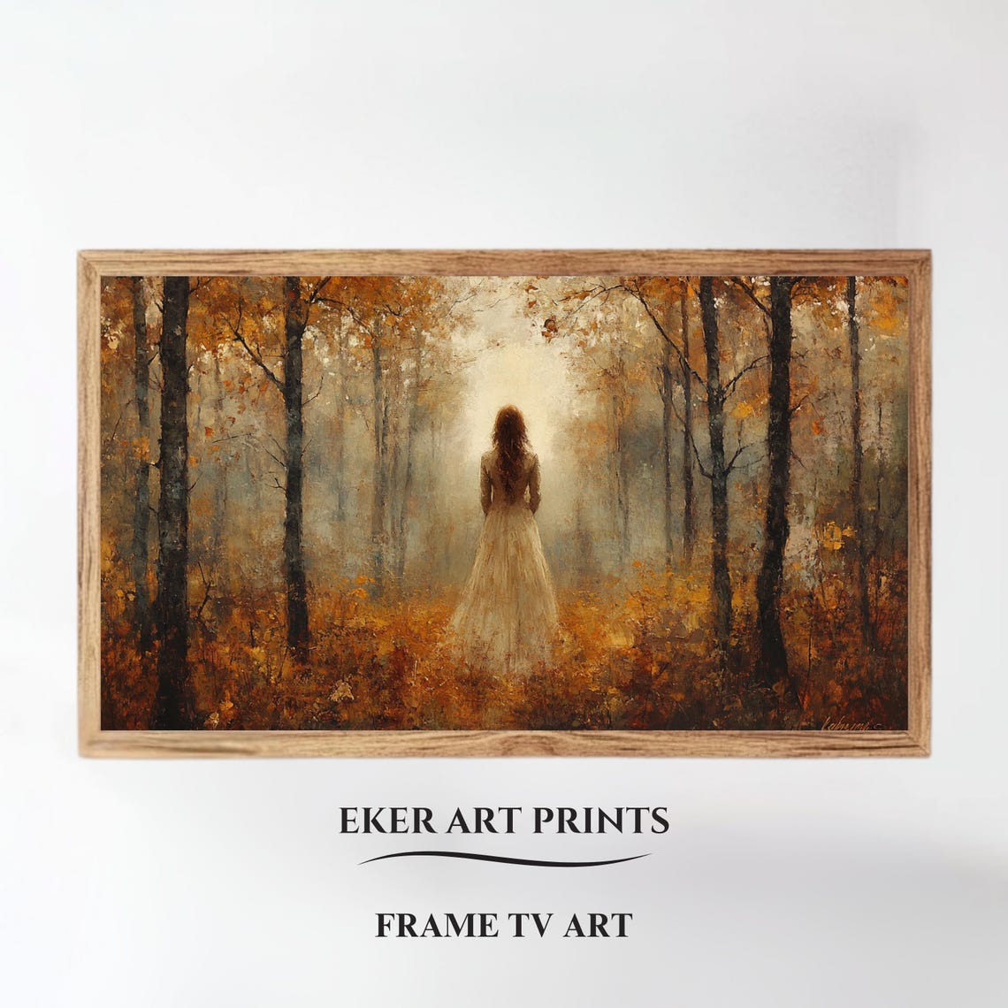 Woman In Forest Fall Frame Tv Art Fall Forest Wall Art Vintage Autumn Tv Art Frame Tv Art Woman Landscape Tv Art Moody Tv Art