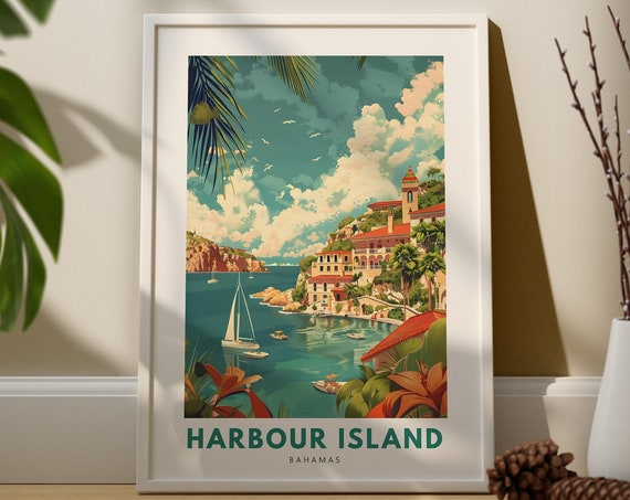 Harbour Island Travel Art City Wall Poster Bahamas Decor Print