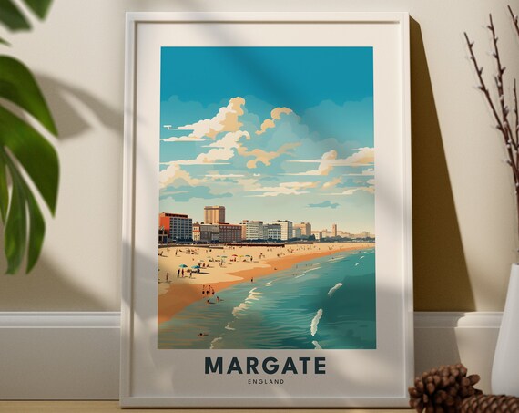 Margate Travel Print Wall Art Hanging Home Dcor Harbour Arm Gift Lovers City Poster