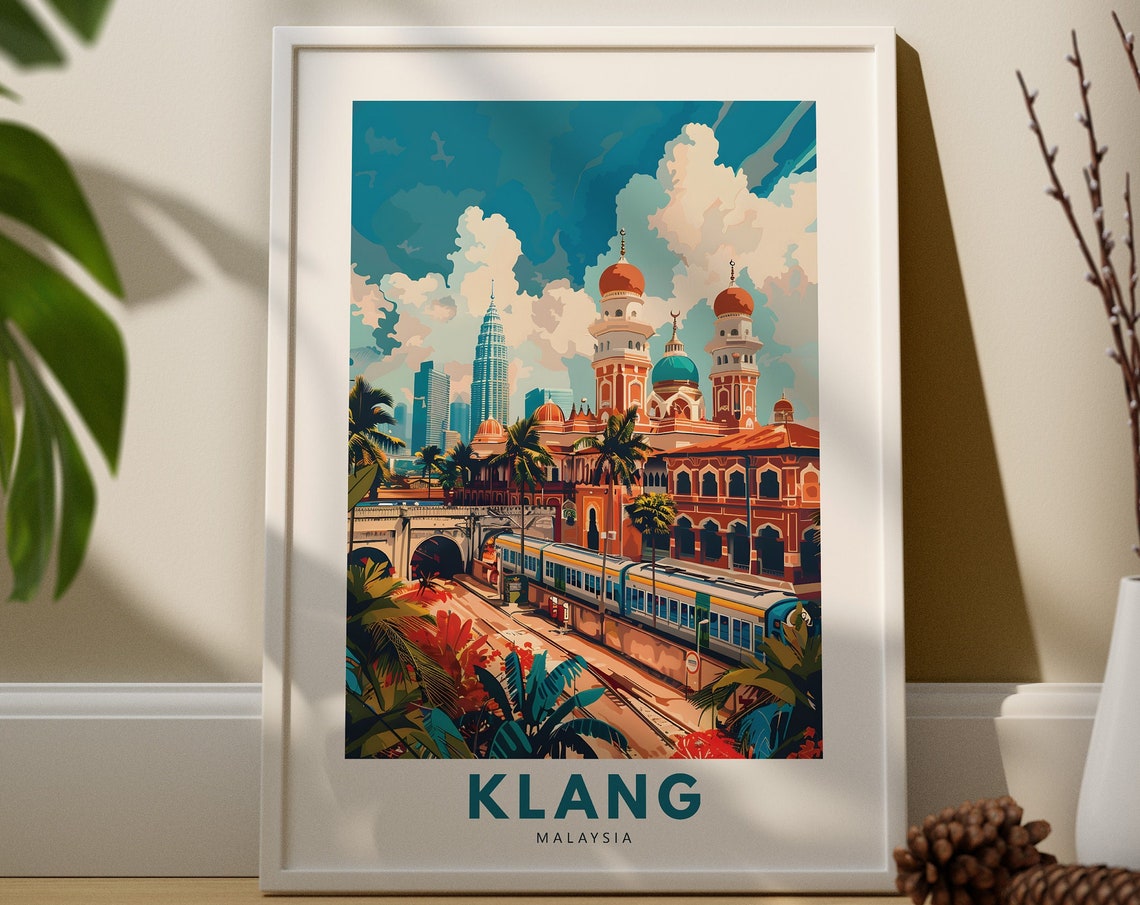 Stunning Klang Malaysia Mosque Train Cityscape Travel Art Poster
