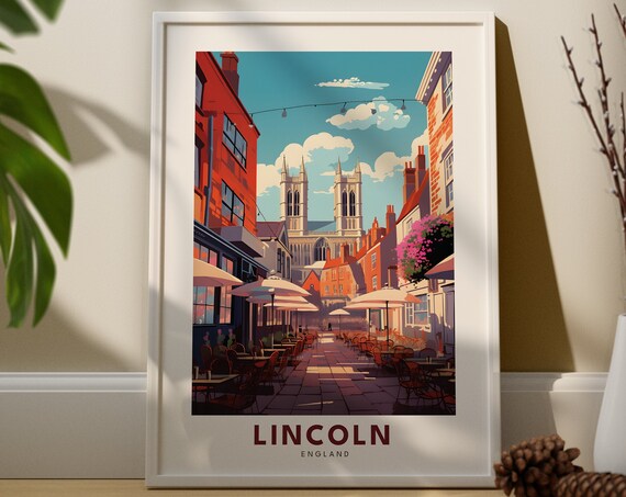 Lincoln City Print Poster Wall Art England Gift Decor