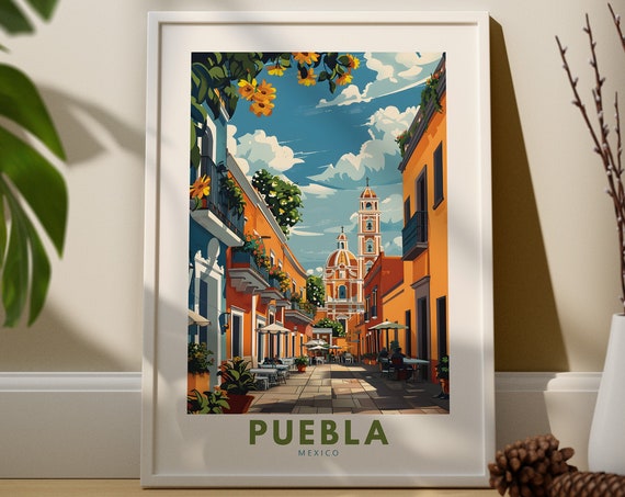 Puebla Art Print Poster Mexico Wall Decor Hang Travel
