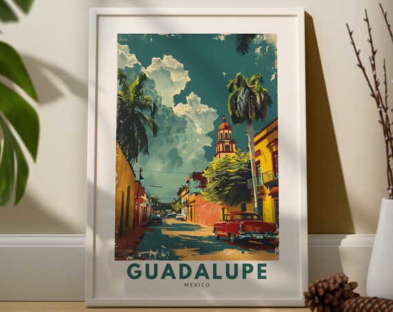 Guadalupe City Print Art Poster Mexico Wall Decor Hang Travel