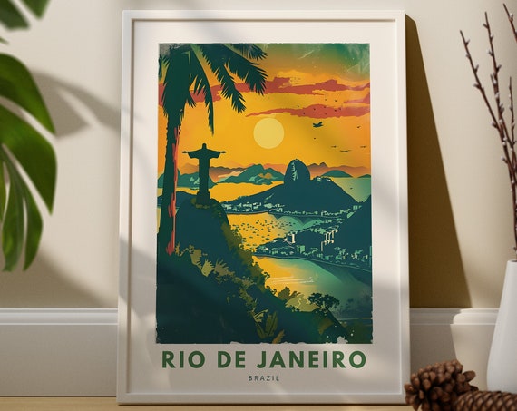 Rio De Janeiro Wall Art Print Poster Brazil Decor Hang Travel