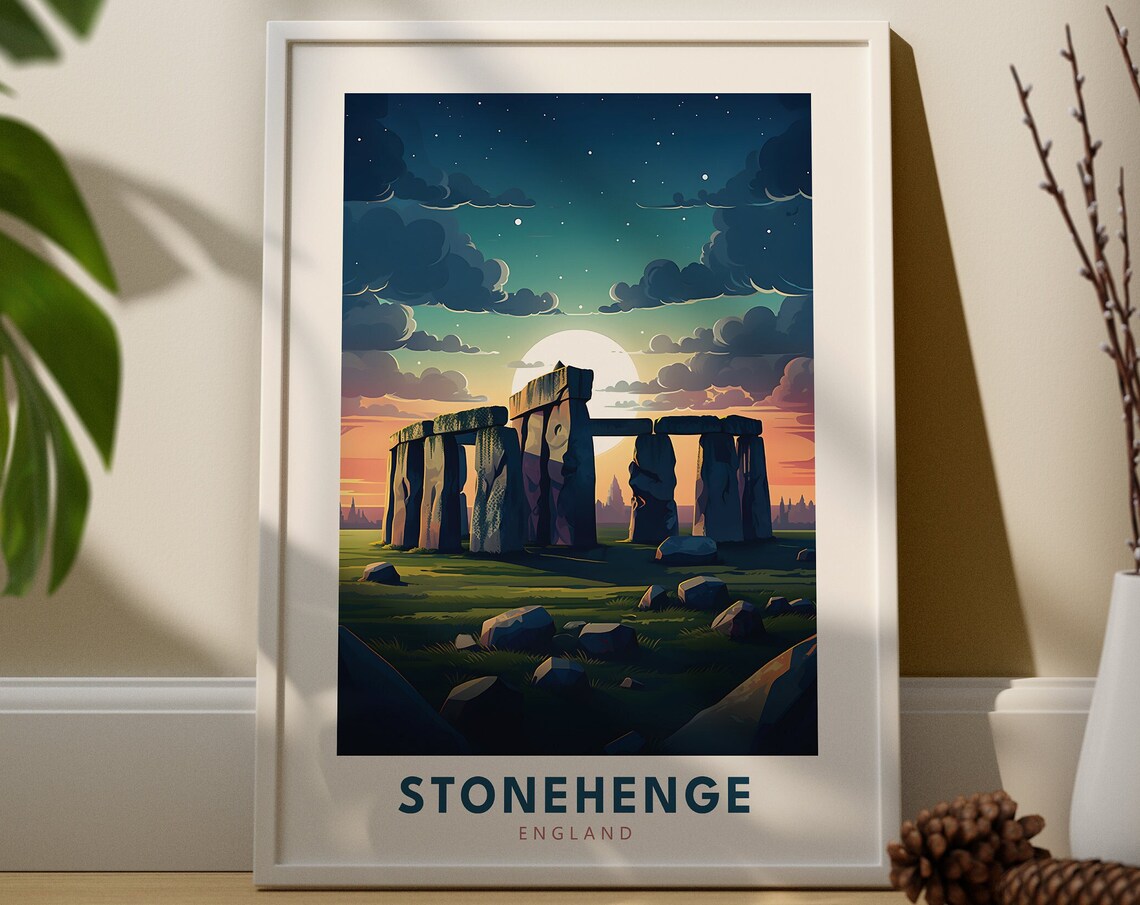 Stonehenge England Ancient Moonlit Standing Stones Night Poster