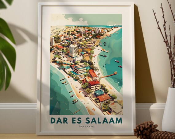 Dar Es Salaam Tanzania Tropical Coastal City Beach Travel Poster