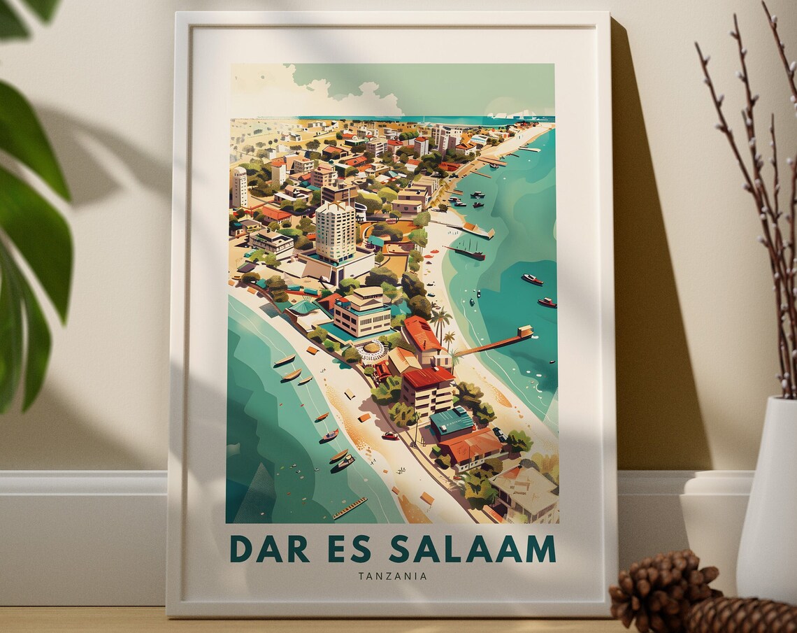 Dar Es Salaam Tanzania Tropical Coastal City Beach Travel Poster