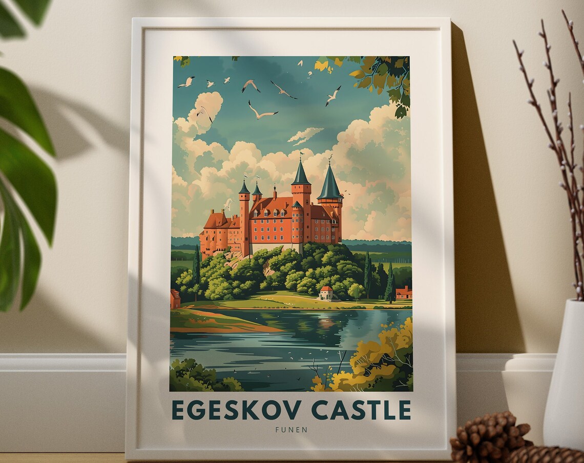 Egeskov Castle Funen Denmark Fairytale Travel Scenic View Art Poster