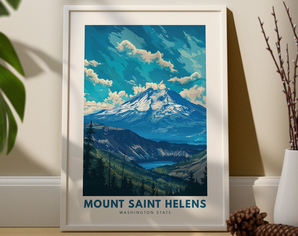 Mount Saint Helens Washington State Vintage Travel Poster Mountain