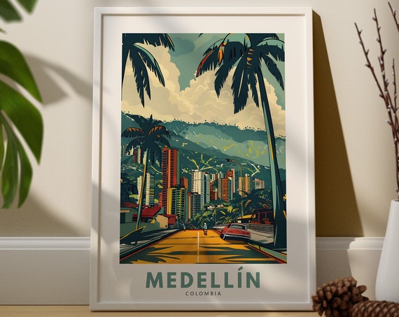 Medellin Art Print Poster Colombia Hanging Wall Decor