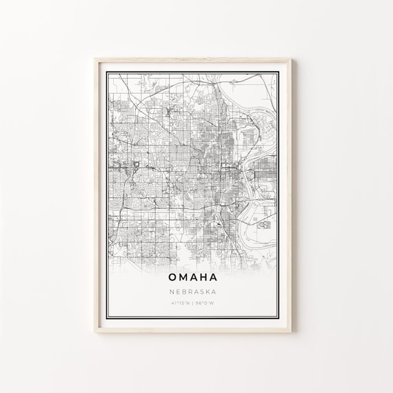Omaha Nebraska Modern Minimalist Black Line City Map Wall Art