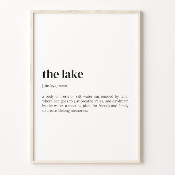 Lake Definition Quote Art Print, Dictionary Poster