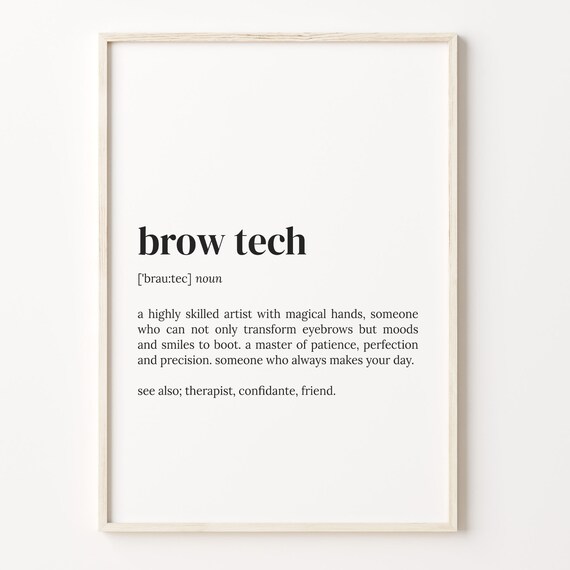 Brow Tech Definition Typography Dictionary Style Salon Quote Poster