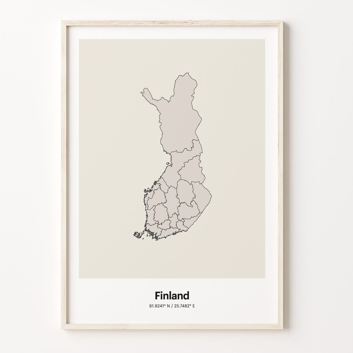 Finland Minimalist Country Map With Coordinates Line Art Poster