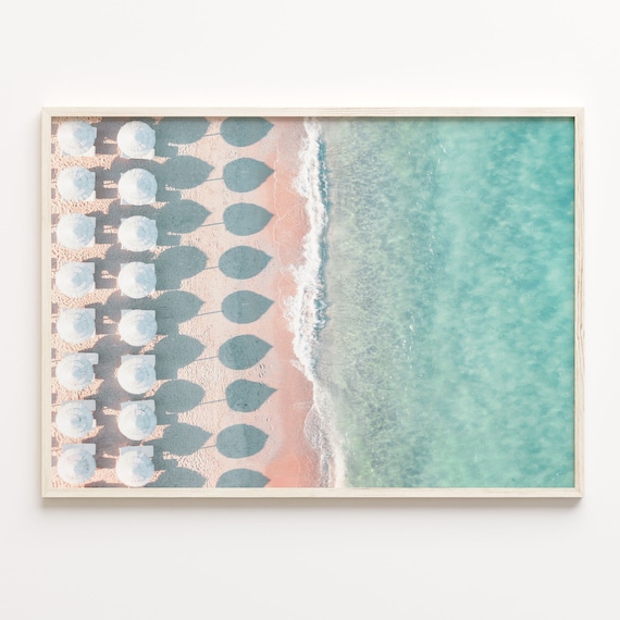 White Umbrellas Colorful Boho Wall Art Print