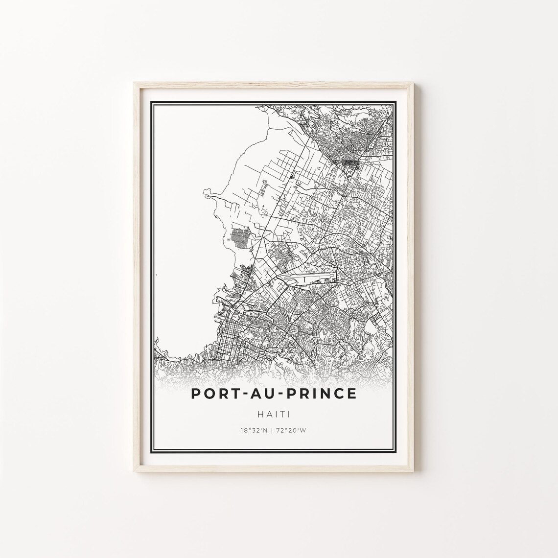 Port-au-Prince Haiti Minimalist Black And White City Map Art Poster