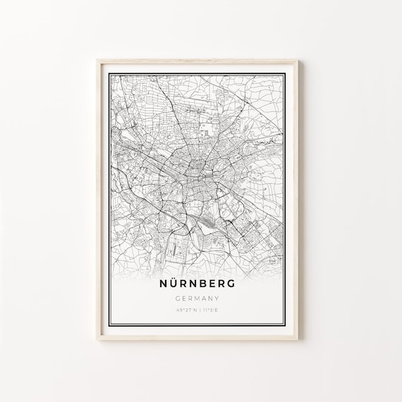 Nürnberg Germany Minimalist Black And White City Map Art Poster