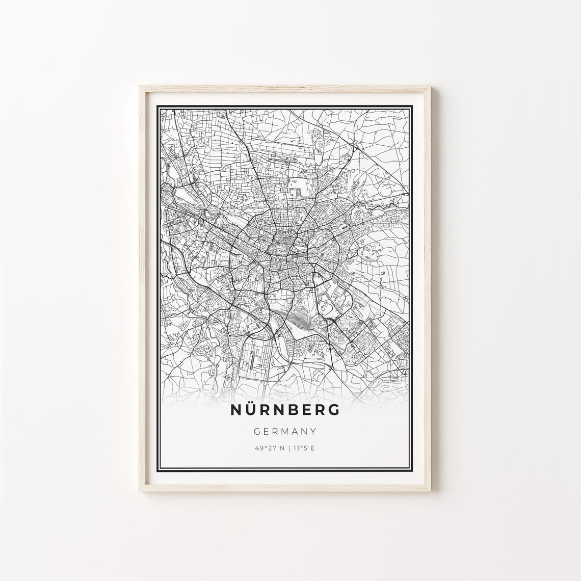 Nürnberg Germany Minimalist Black And White City Map Art Poster