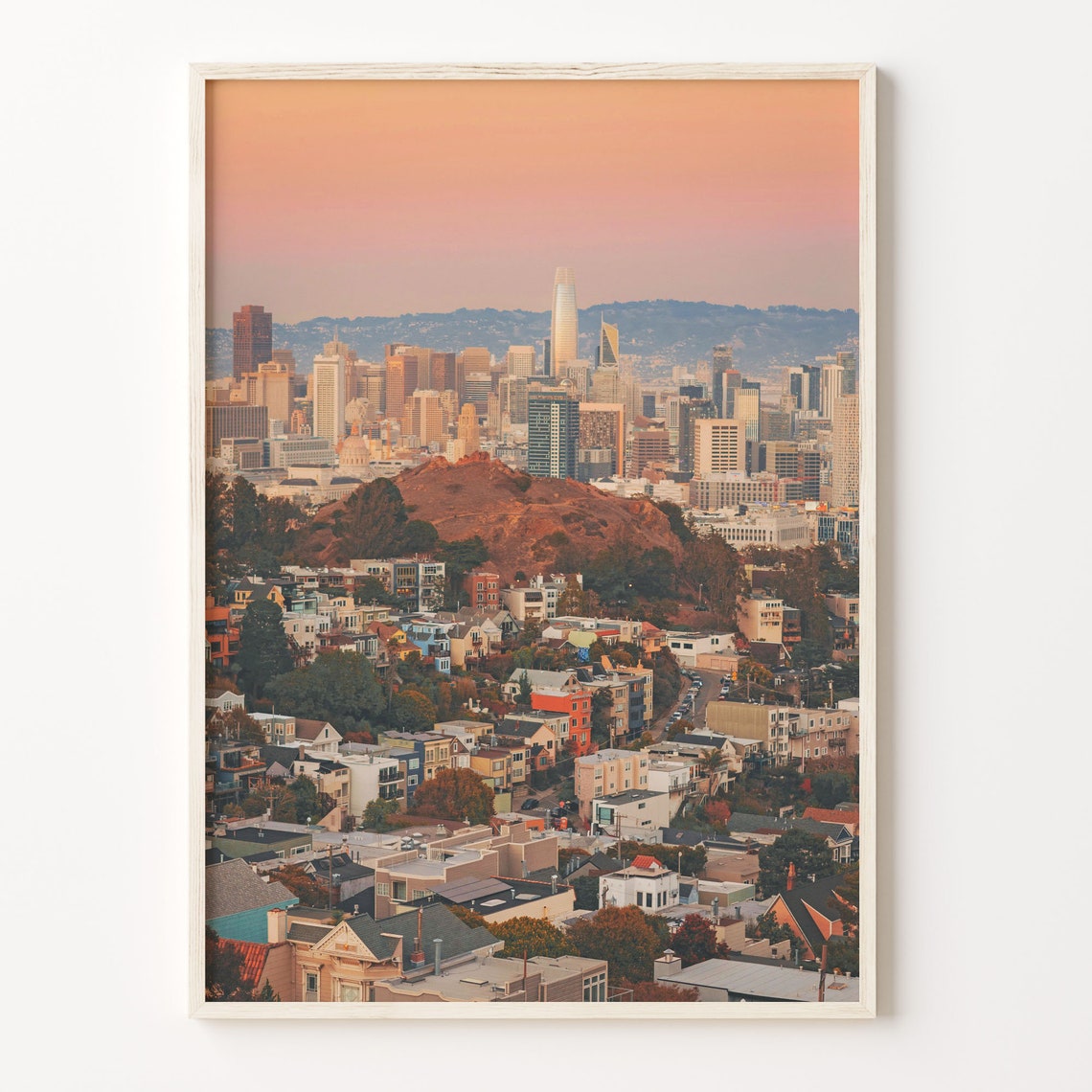 San Francisco Skyline Sunset Golden Hour City View Photo Poster
