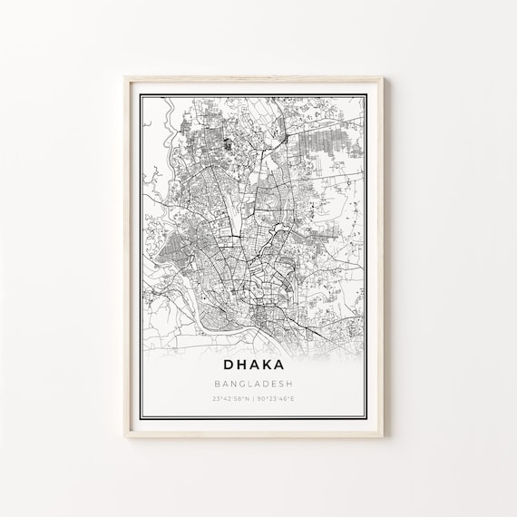 Dhaka Bangladesh Minimalist Black and White City Map Art Poster