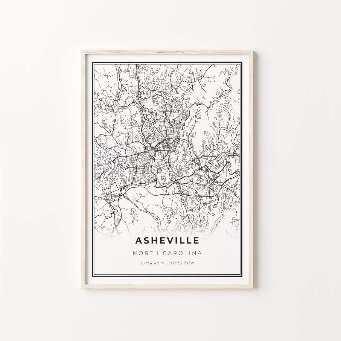 Asheville Print City Map Art Poster North Carolina Nc Usa Wall Decor Modern Black And White Style Livingroom Gifts C13369