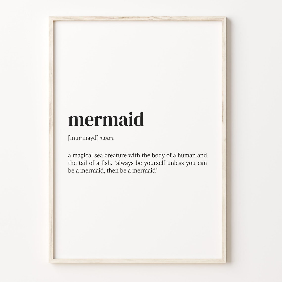 Mermaid Magical Definition Dictionary Typography Fantasy Word Poster
