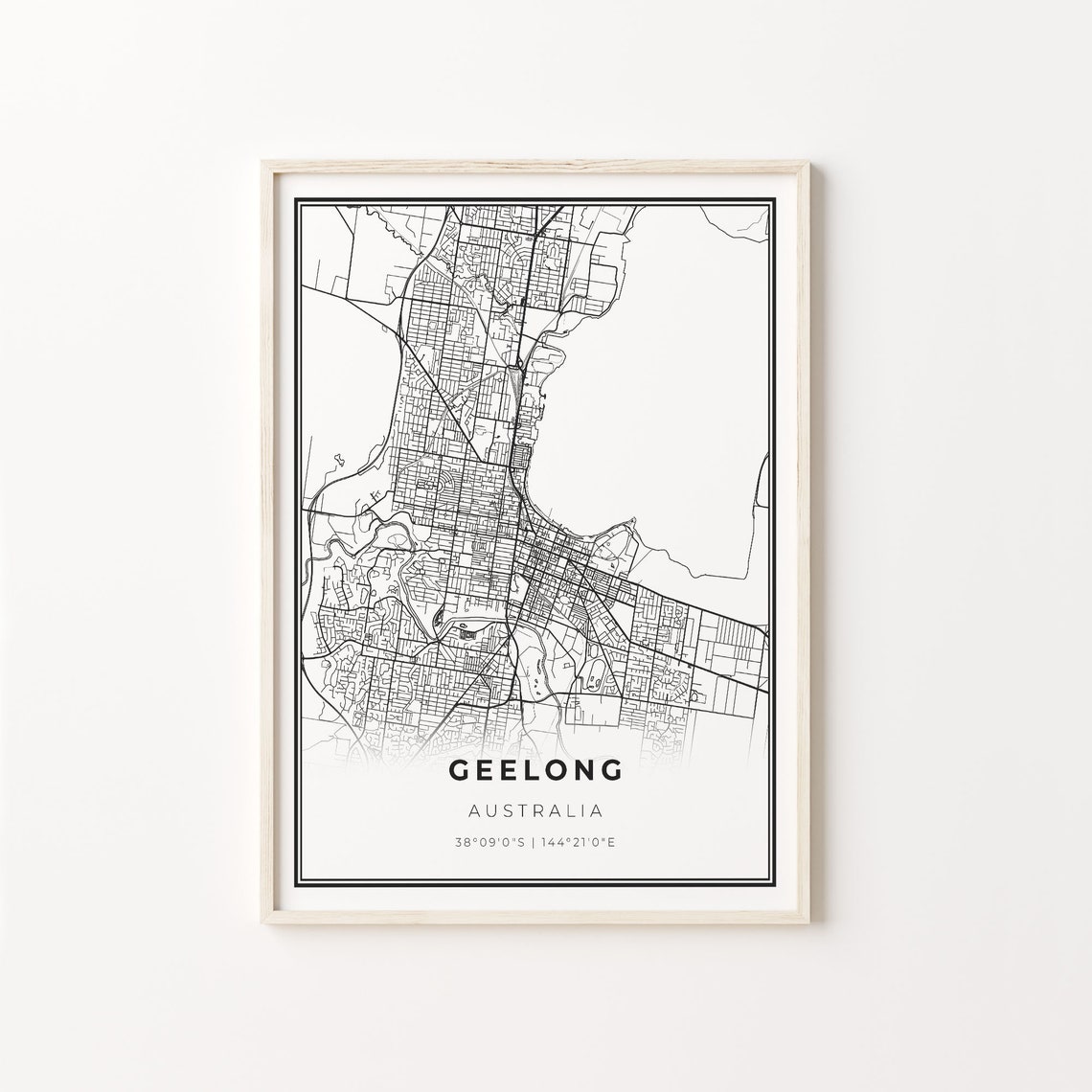 Geelong Australia Minimalist Black And White City Map Art Poster