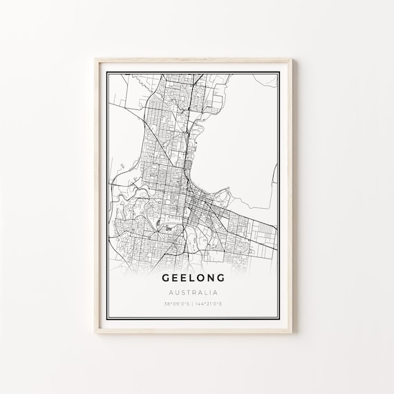 Geelong Australia Minimalist Black And White City Map Art Poster