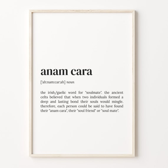 Anam Cara Dictionary Quote Art Print, Irish Definition