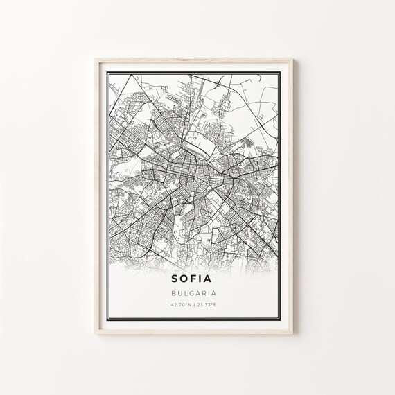 Sofia Bulgaria City Map Minimalist Black and White Art Poster