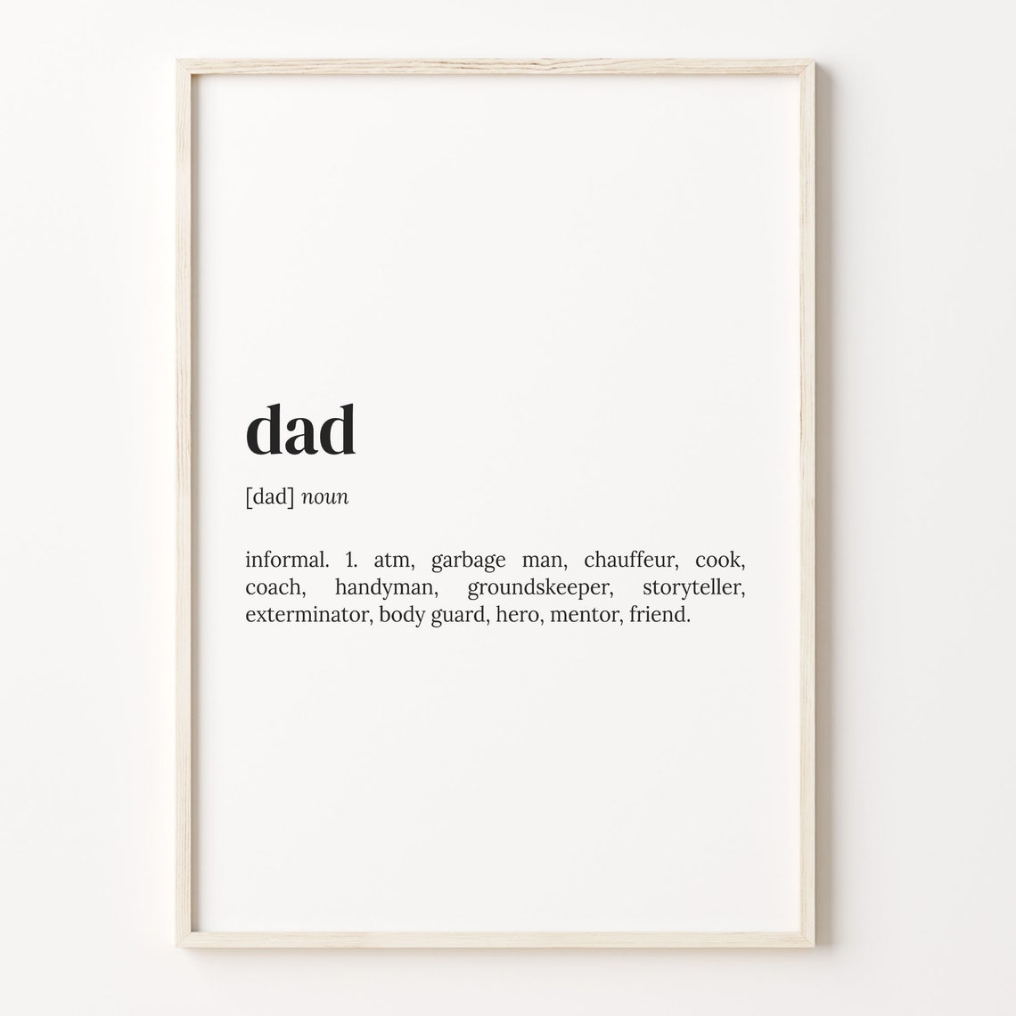 Dad Dictionary Definition Hero Mentor Friend Fathers Day Poster