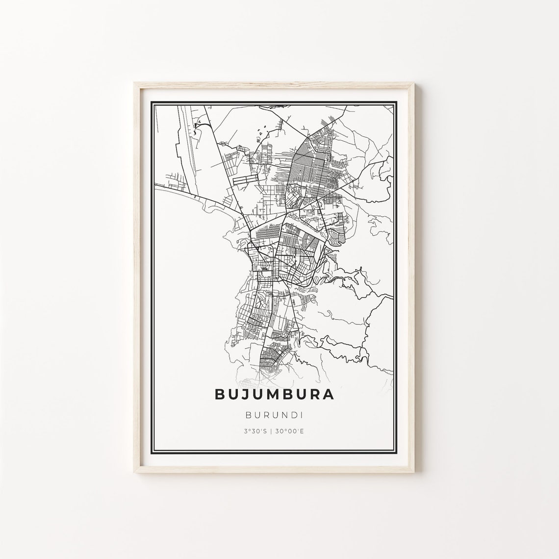 Bujumbura Burundi City Map Minimalist Line Art Travel Poster