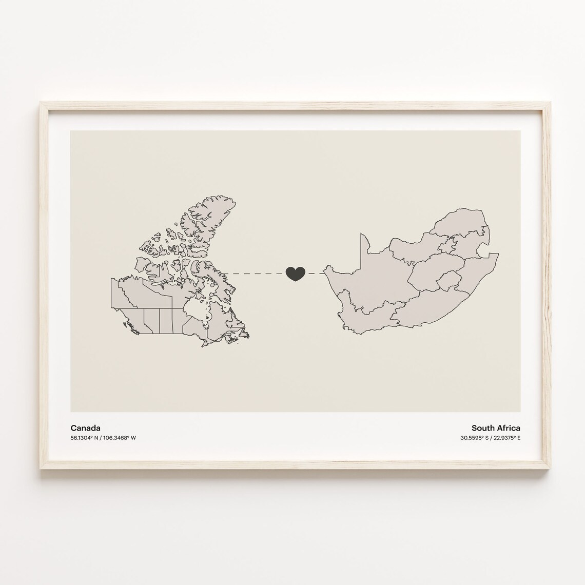Canada to South Africa Minimalist Travel Poster