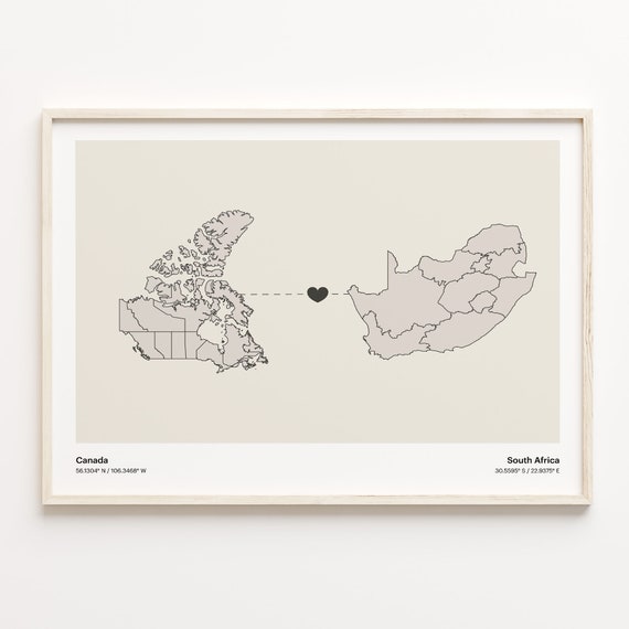 Canada to South Africa Minimalist Travel Poster